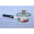 durable enamel single handle pot with glass lid